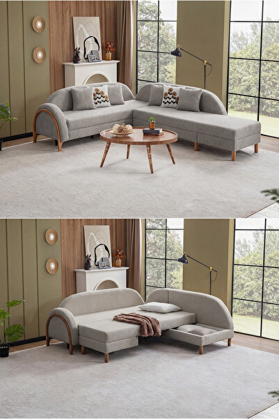 Cavissa Home Living Caviss Bohem Sandıklı Yatak Özellikli Coco Köşe Koltuk Ta...