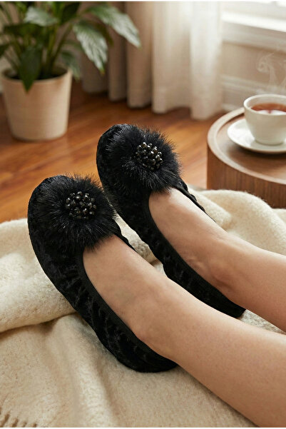 Mijja Velvet, Stoned and Furry Home Slippers, Daily Gift, Hajj Umrah Dowry Gi...