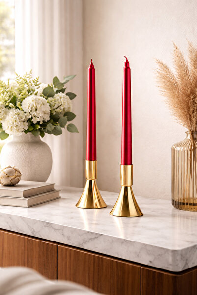 EvLight Smal 2’Li Şamdan Seti Gold Mumluk