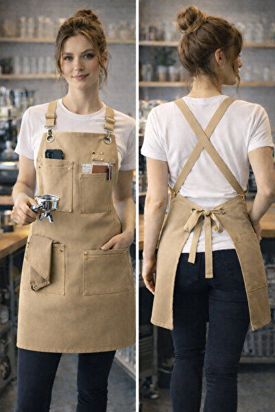 ozbience Ayarlanabilir Barista ve Chef Önlüğü, Kafe ve Restoranlar İçin Rahat...