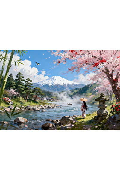 VeliumCraft Canvas Painting Landscape in Japan 23, 80x50 cm, nature, flowers,...