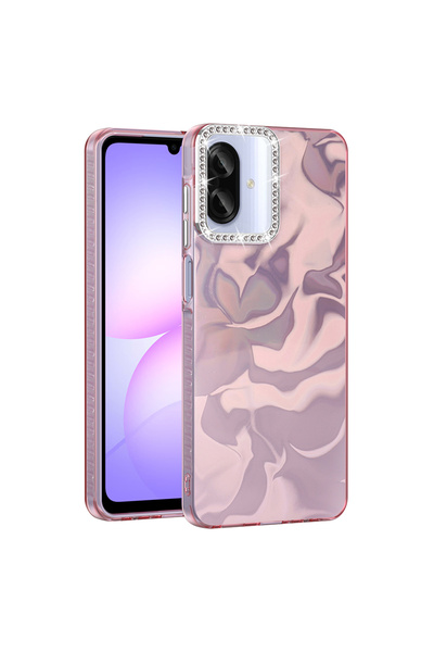 zore غطاء جالاكسي A07 من نوع SYS Esila مع وسادة هوائية وتصميم مزين بأحجار لام...