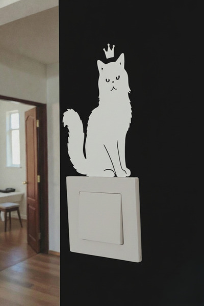 Beyaz Kedi Priz ve Anahtar Süsü