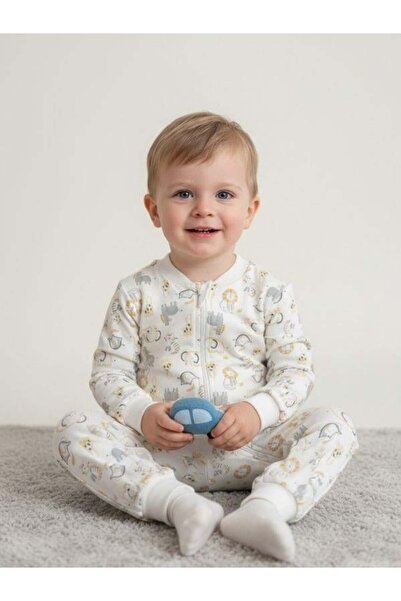 Zekids Детски памучен пижама с цип и шарки, 1,5 Tog