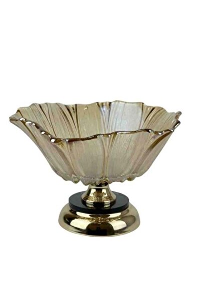 Generic Elegant Glass Serving Bowl with Luxurious Golden Base