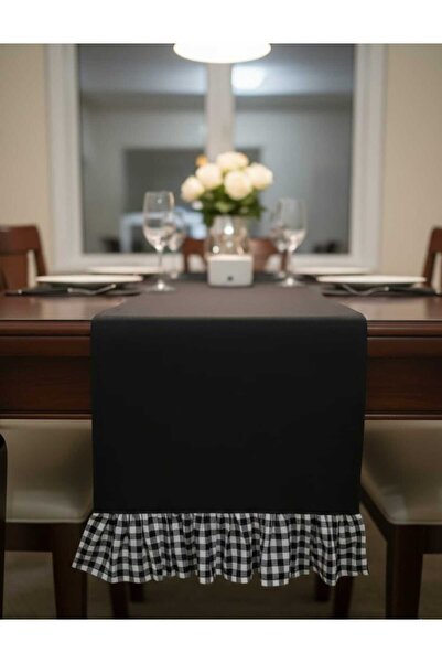 Angels' Collection Gingham Ruffled Runner with Frills on the Ends