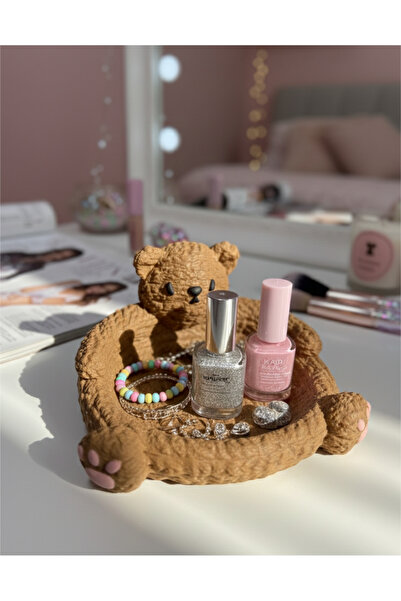 Nycruin3D Örgü Dokulu Sevimli Ayıcık Figürlü Takı Tabağı / Organizer - Hediye...