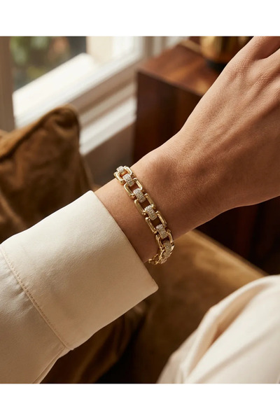 Dorvina Xuping 14K Altın Kaplama Gold Renk Zirkon Taşlı Halat Model Künye Kad...