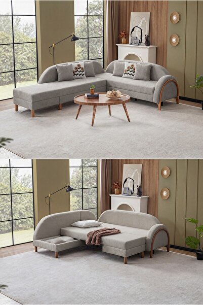 Cavissa Home Living Caviss Bohem Sandıklı Yatak Özellikli Coco Köşe Koltuk Ta...