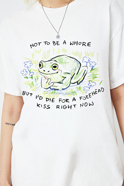 Tee&more. Unisex Oversize Forehead Kiss Frog Printed Premium T-Shirt