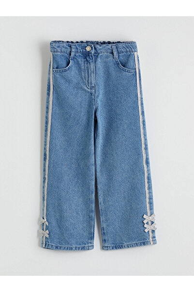 LC Waikiki Pantaloni din denim pentru fete, croială normală, cu dungi pe late...