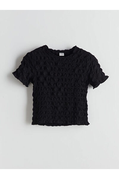 LC Waikiki Rmz Gi̇yi̇m Farkiyla Zero Roba Collar Girls' Cr Cropped -Shirt