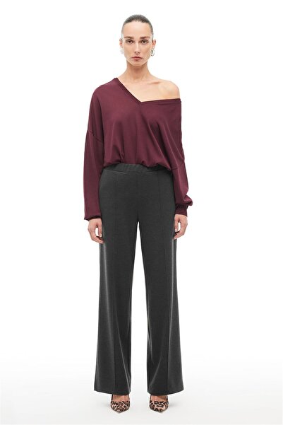Perspective Anthracite Wide Leg Knitted Trousers