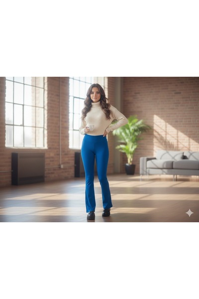 ekawholesale Saks Blue Spanish-Style Leggings