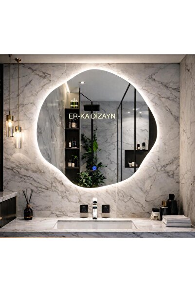 ER-KA DİZAYN LOFT TOUCH ASİMETRİK Led'li Lavabo & Banyo Aynası (Dokunmatik Se...