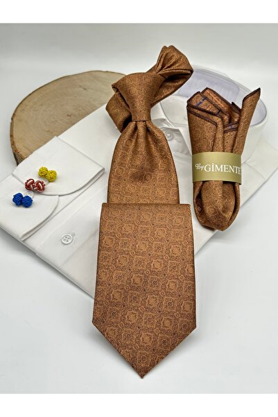 Gutiero ربطة عنق كلاسيكية مع منديل ذهبي منقوش