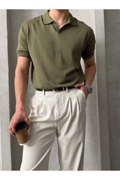 EAS GİYİM Short-Sleeved Polo Collar Sweater