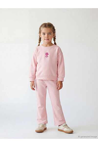 LC Waikiki Rmz Gi̇yi̇m Farkiyla Floral Printed Girls' Soft Touch Sweatshirt a...