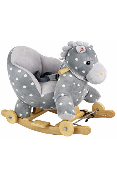 Three top online Люлеещо се конче 2 в 1 за езда, сиво с точки