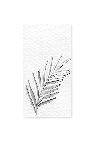 Story 40X40 cm Silver Foil Tropical Leaf Floral Patterned 16-Piece White Colo...