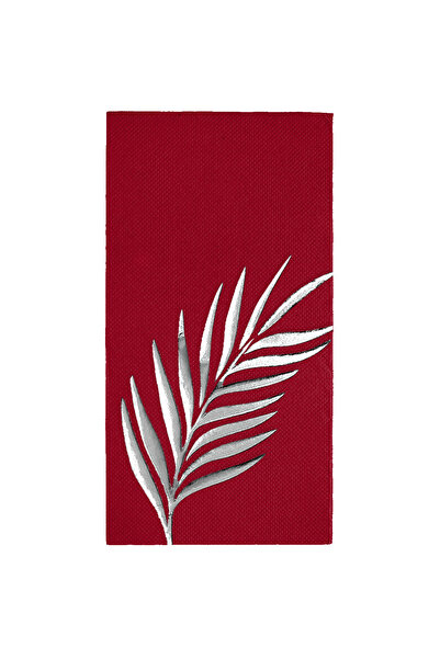 Story 40X40 cm Silver Foil Tropical Leaf Floral Patterned 16-Piece Burgundy C...