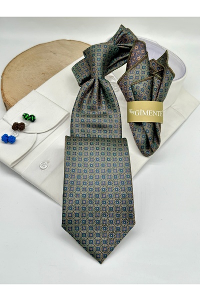 Gutiero Cravată clasică batistă cu model verde