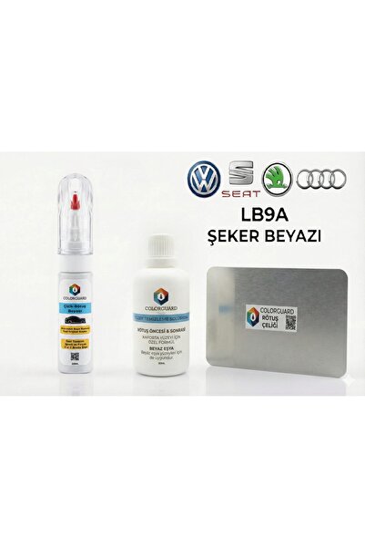COLORGUARD VW-Seat-Skoda-Audi LB9A Şeker Beyazı Rötuş Seti - İğne ve Fırça Uç...