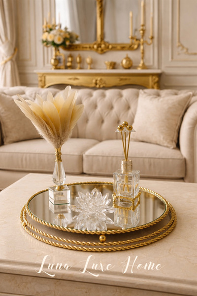 Luna Luxe Home Luxury | Şık Tasarım Burgu Model Tepsili Kristal Cam Obje Seti