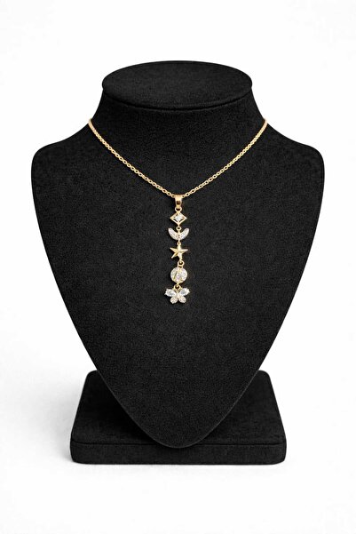 mdm style Yıldız Ve Kelebek Figürlü Taşlı Tasarım Charm Kolye