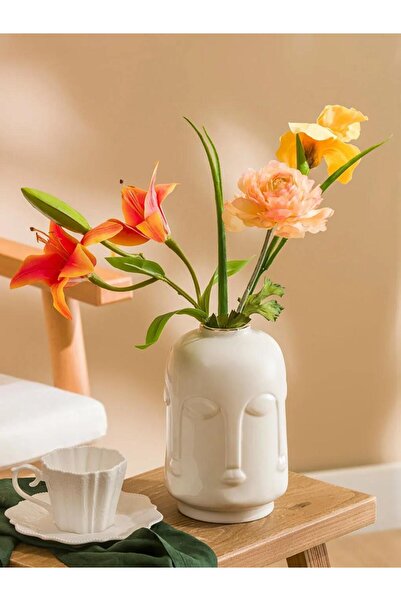 LC Waikiki Face Printed Ceramic Vase 21 cm (S6)