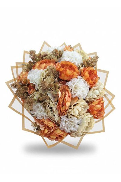 Birlik Elegant Karma Buket - Turuncu ve Krem Tonlarında Hediyelik Şakayık-Kar...