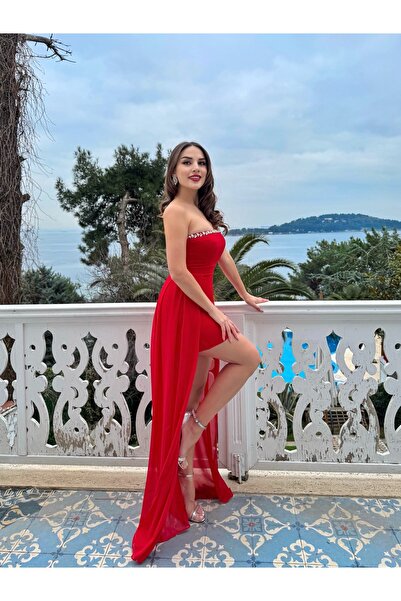 zoezoe Gögüs taş detaylı mini şifon tül detaylı düğün/davet/mezuniyet/söz elb...