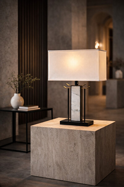 Vinner AXIS Mermer Gövdeli Modern Abajur – Premium Mimari Tasarım