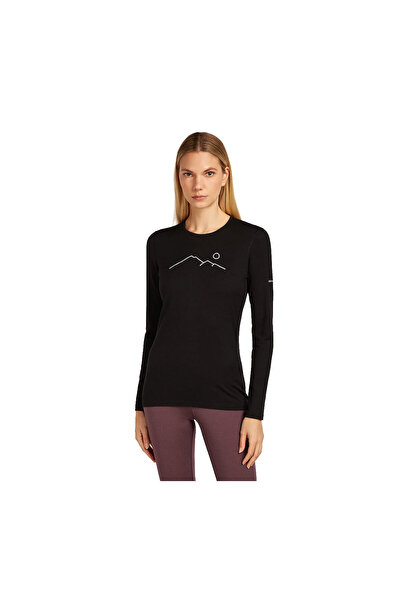 Icebreaker Bluza Femei 200 Oasis Ls Crewe Rainer Ridg Black