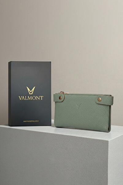 Valmont Özel Kutulu, Fermuarlı, Kartlıklı, Çok Bölmeli Mint Yeşili Şık Deri K...