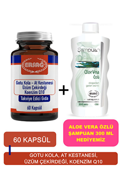 Ersağ Gotu Kola, At Kestanesi Üzüm Çekirdeği Koenzim Q1-(Aloe Vera Özlü Şampu...