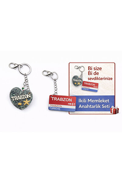 Home مجموعة من سلسلتين مفاتيح مصنوعتين يدويًا بتصميم مدينة ترابزون