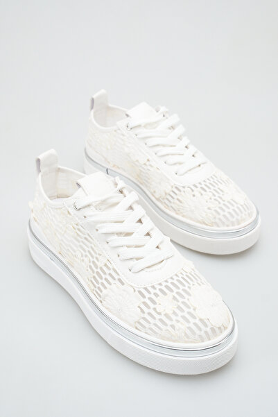 SENASTİL Women's Sneaker with Floral Embroidery and Mesh Detail, Casual Sport...