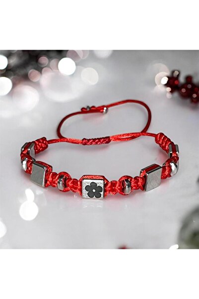 maycollection Forget-Me-Not Flower Hematite Natural Stone Design Bracelet