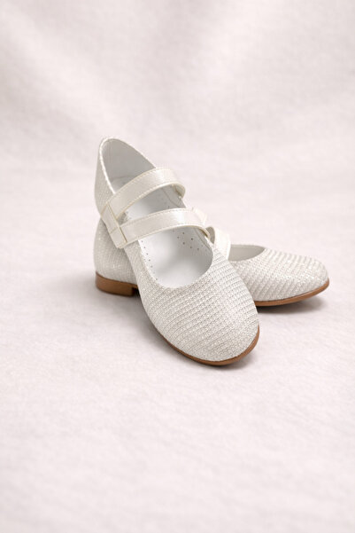 AKINCO Beyaz Taş Efektli Simli Çift Kemer Cırt Cırtlı Çocuk Babeti