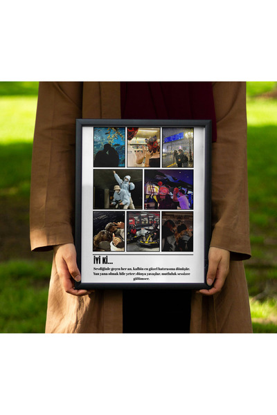 lillia Kişiye Özel Premium Fotoğraf Kolaj Tablo – 9’lu Anı Çerçevesi | Sevgil...