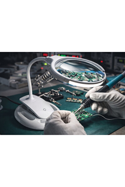 Class Luxury, 110 mm + 25 mm lens Şarjlı Masa Lambası Büyüteç