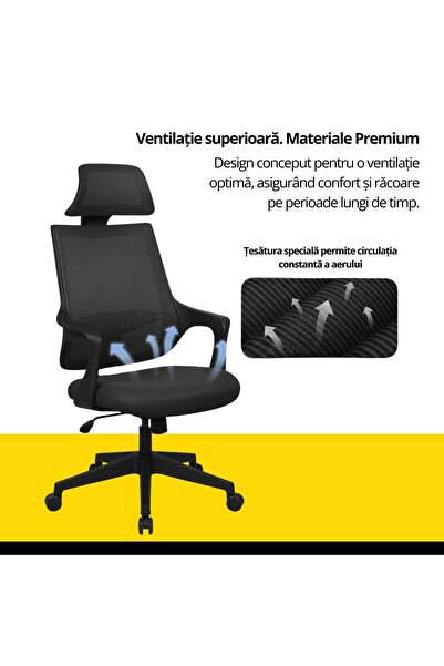 KRONSIT Scaun ergonomic VERONA, suport lombar, mesh, reglaj tensiune, blocare 4 poziții, role silicon, 120kg
