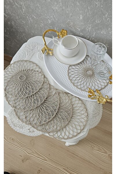 ozbience 6'lı Şık Güpür Tül Peçete Seti, Kahve Keyfinize Zarif Dokunuş