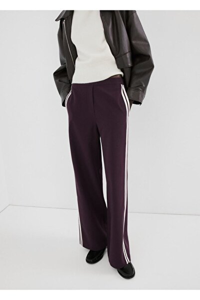 MANGO Woman Karma tasarımlı çizgili pantolon