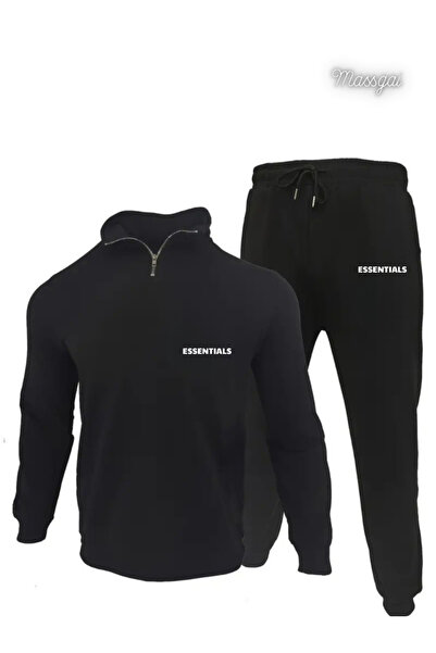 Massgai Unisex Essentials Design imprimat cu fermoar pe jumătate Costum de jo...