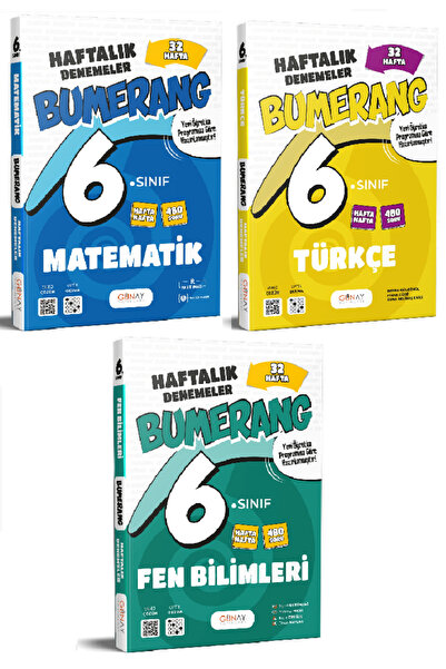 Günay Yayınları 6. Sınıf Bumerang Türkçe + Matematik + Fen 32 Haftalık Deneme