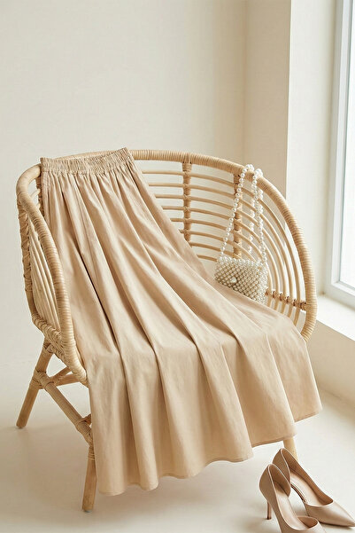 MODAQU Soft Poplin Flared Skirt with Pocket Detail – Salmon