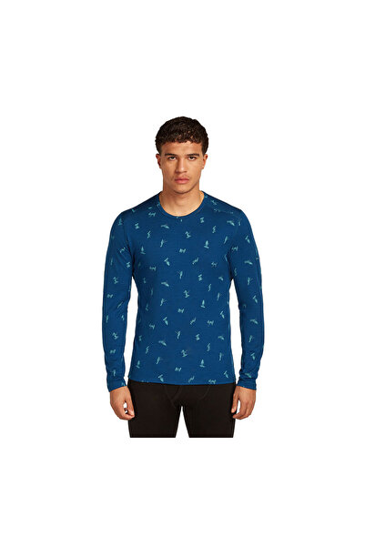 Icebreaker Bluza Barbati 200 Oasis Ls Crewe Snow Day Aop Atlantis-Topaz-Aop