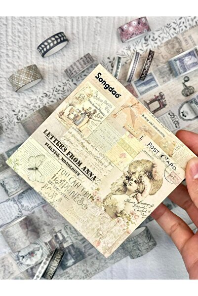 SF SCRAPBOOK KIRTASİYE مجموعة شريط واشي مزخرف بتصميم حروف عتيقة من آنا، 20 قط...